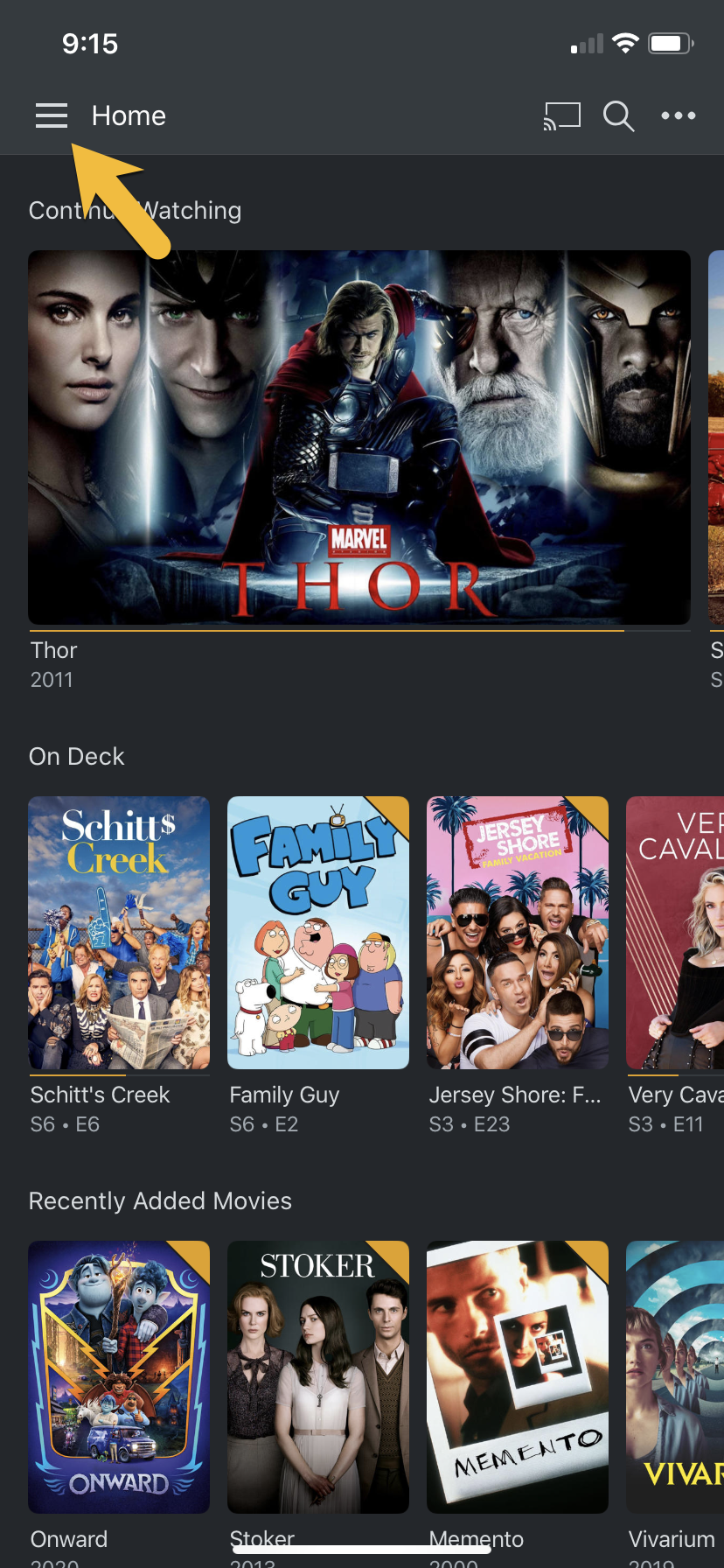 (../media/clients-ios-1.png "Click on the 'hamburger menu'")
