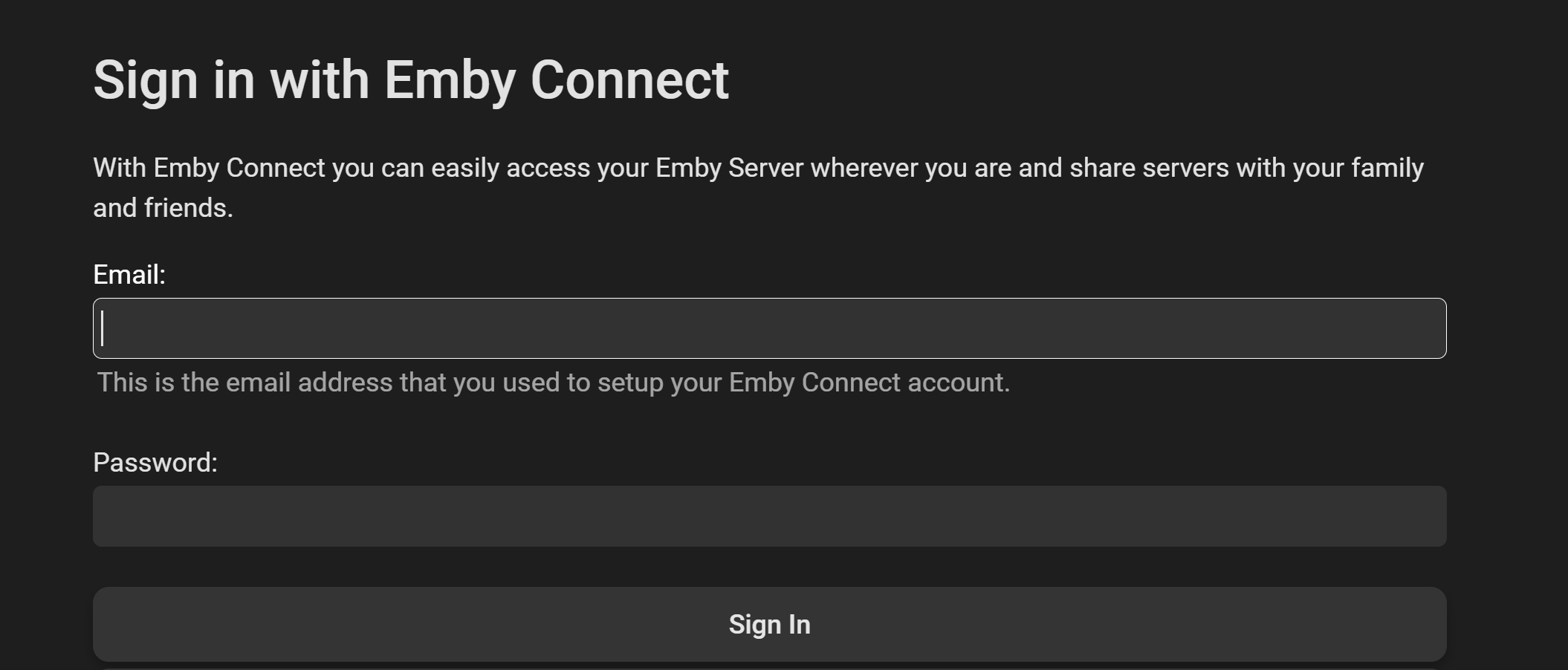 ("Emby Connect Login")