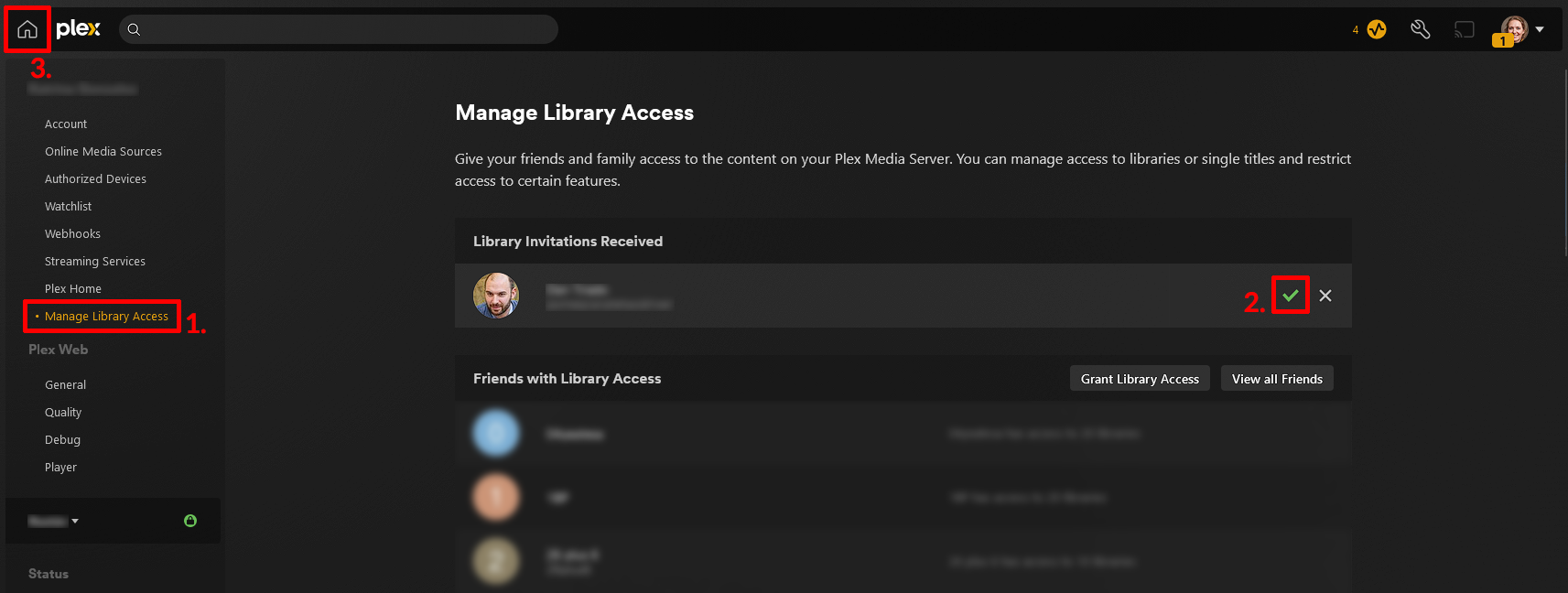(../media/plex-settings.png "Accept the invite and go home")
