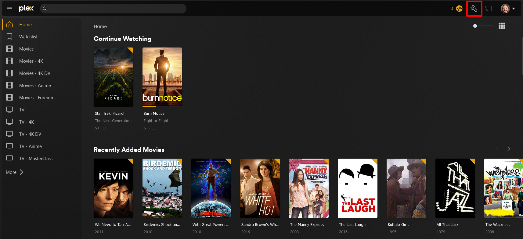 (../media/plex-settings.png "Open Plex Settings")
